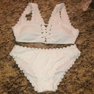 White scalloped bikini
